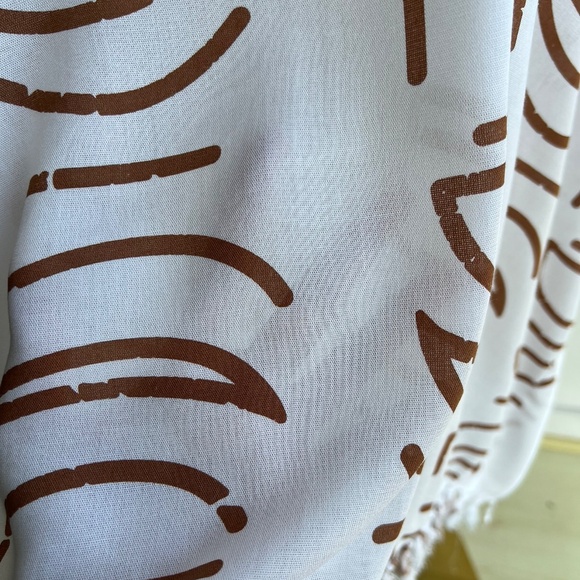 0074/ White Brown Poncho, Swim Cover up, Little Bit See Through - Picture 6 of 6